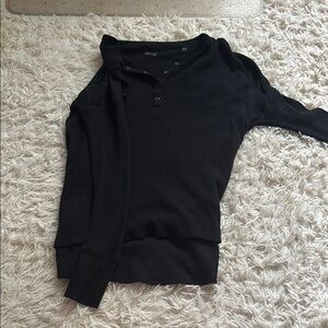 Aerie Offline Waffle Long Sleeve Top Black